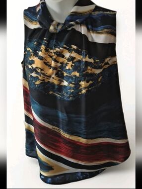 Anne Klein - Women's Multicolor Sleeveless 100% Polyester Blouse. Size 6